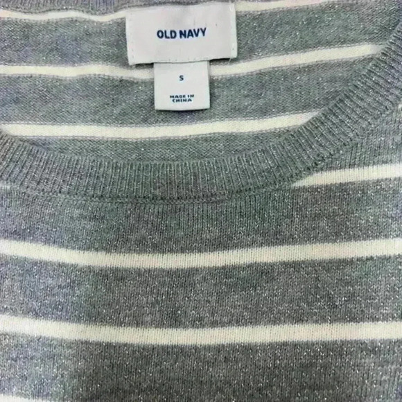 Old Navy Sweater, Grey & White Stripe, w/‎ Sparkles - Size Small - Picture 2 of 5